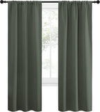 NICETOWN Bedroom Curtains Blackout Draperies - All Season Thermal Insulated Solid Rod Pocket Top Blackout Curtains/Drapes for Kid's Room (Dark Mallard, 1 Pair, 34 x 72 Inch)