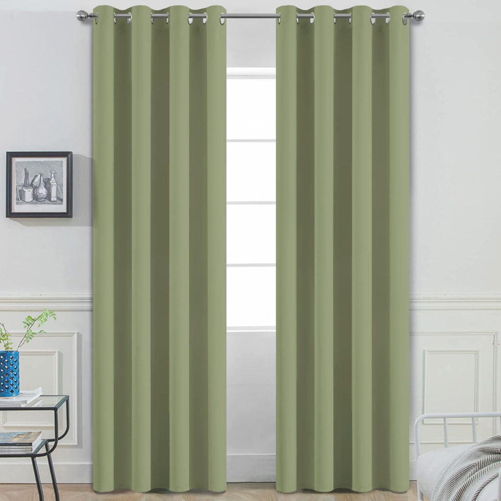 Yakamok Room Darkening Curtains 52x84 inch Length Sage Green-Living Room