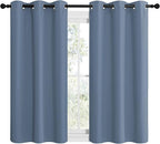 NICETOWN Home Fashion Thermal Insulated Solid Grommet Blackout Window Treatment Curtain Panels for Loft, Cafe (Stone Blue, 1 Pair, 42 inches Wide by 48 inches Long)