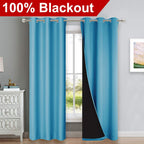 NICETOWN 100% Blackout Curtains 84 inches Long, Pair of Energy Smart & Noise Blocking Out Drapes for Baby Room, Thermal Insulated Guest Room Lined Window Dressing(Teal Blue, 42 inches Wide)