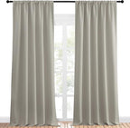 NICETOWN Blackout Curtains for Living Curtains, Room Darkening Window Curtain Panels, Easy-Care Solid Thermal Insulated Draperies/Drapes for Daughter Room (Natural, 2 Panels, 52 by 95)