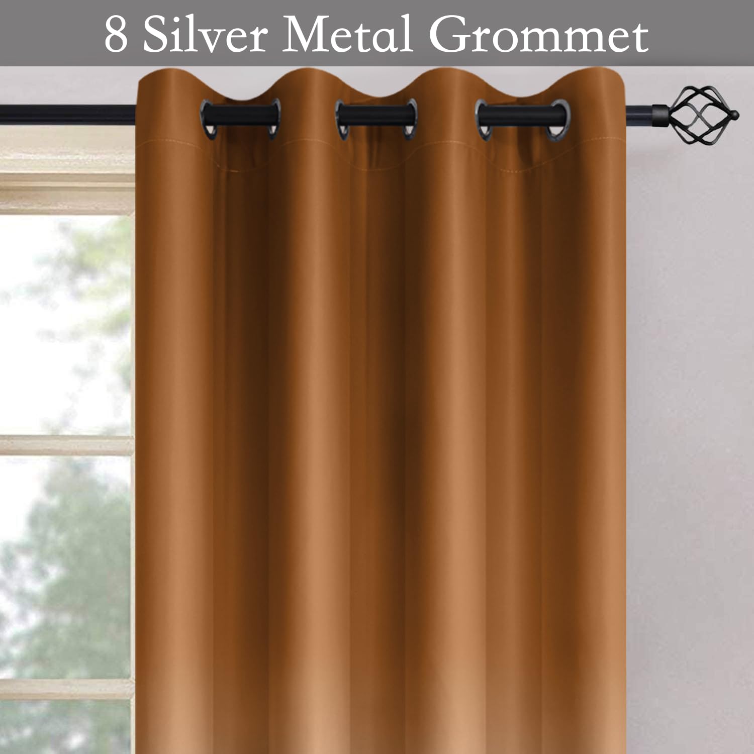 SimpleHome Burnt Orange to Grey White Ombre Room Darkening Curtains 63 Inch