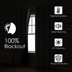 ChrisDowa 100% Blackout Curtains for Bedroom 102 Inches Long 2 Panels Set