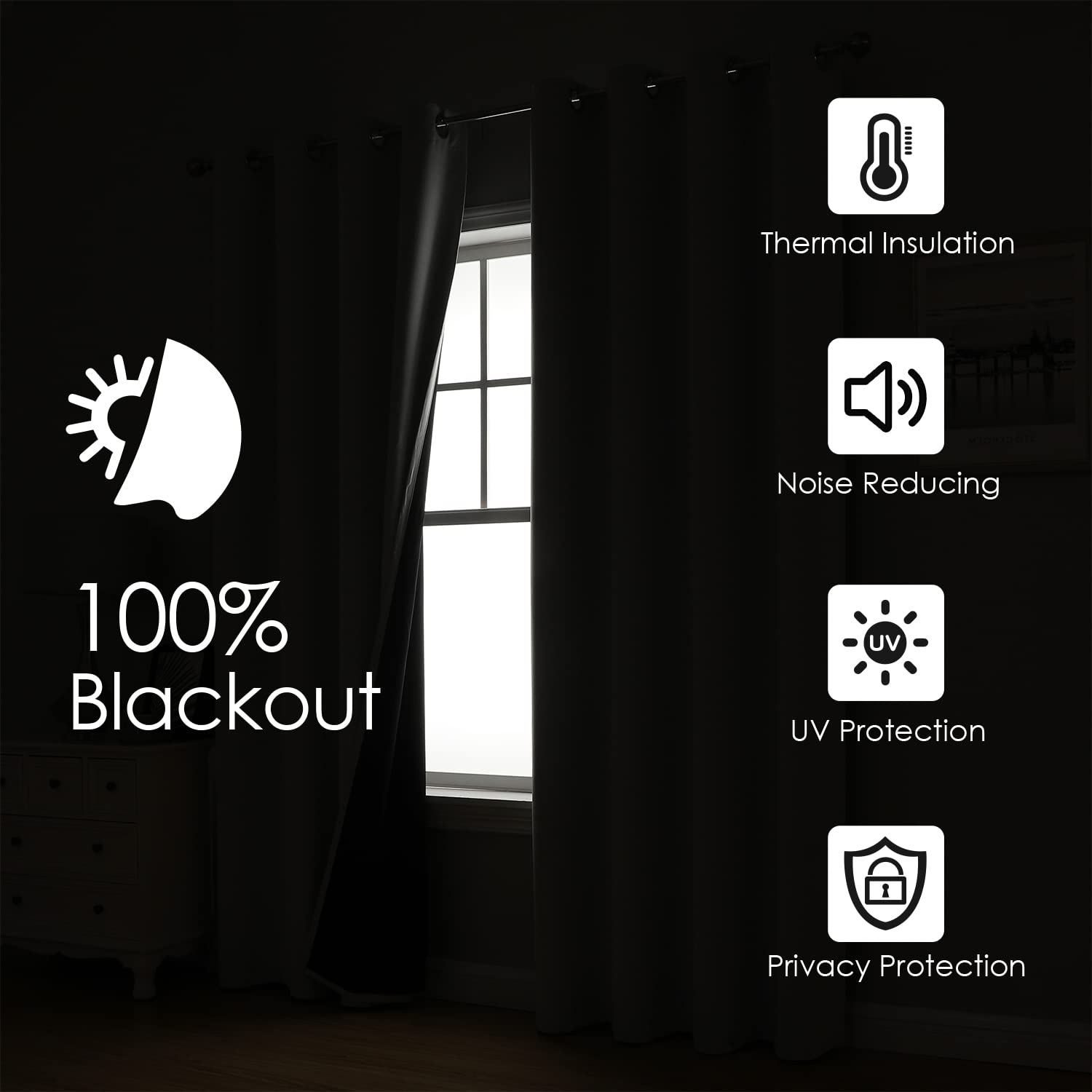 ChrisDowa 100% Blackout Curtains for Bedroom 102 Inches Long 2 Panels Set