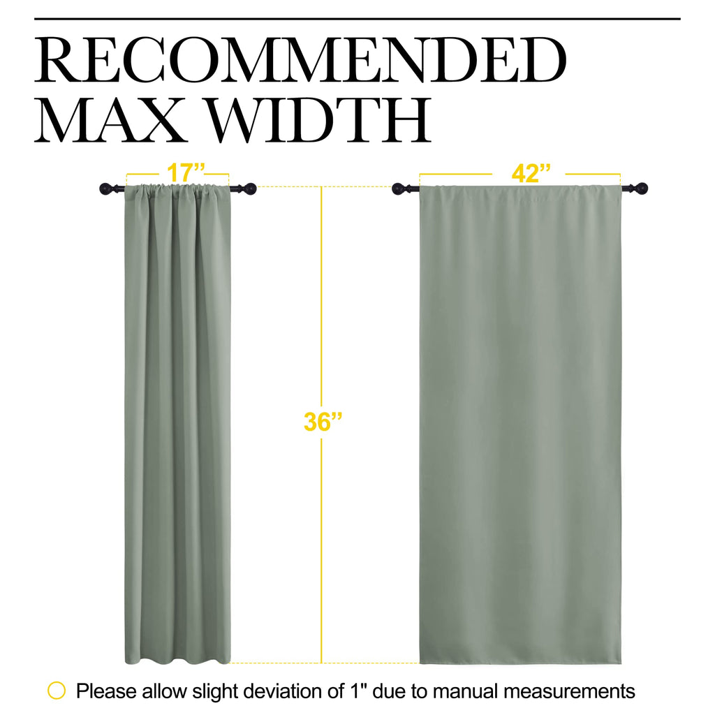 NICETOWN Window Curtains Blackout Drapes - Thermal Insulated Solid Rod Pocket Blackout Curtains/Draperies for Living Room (Greyish Green, One Pair, 42 by 36-Inch)