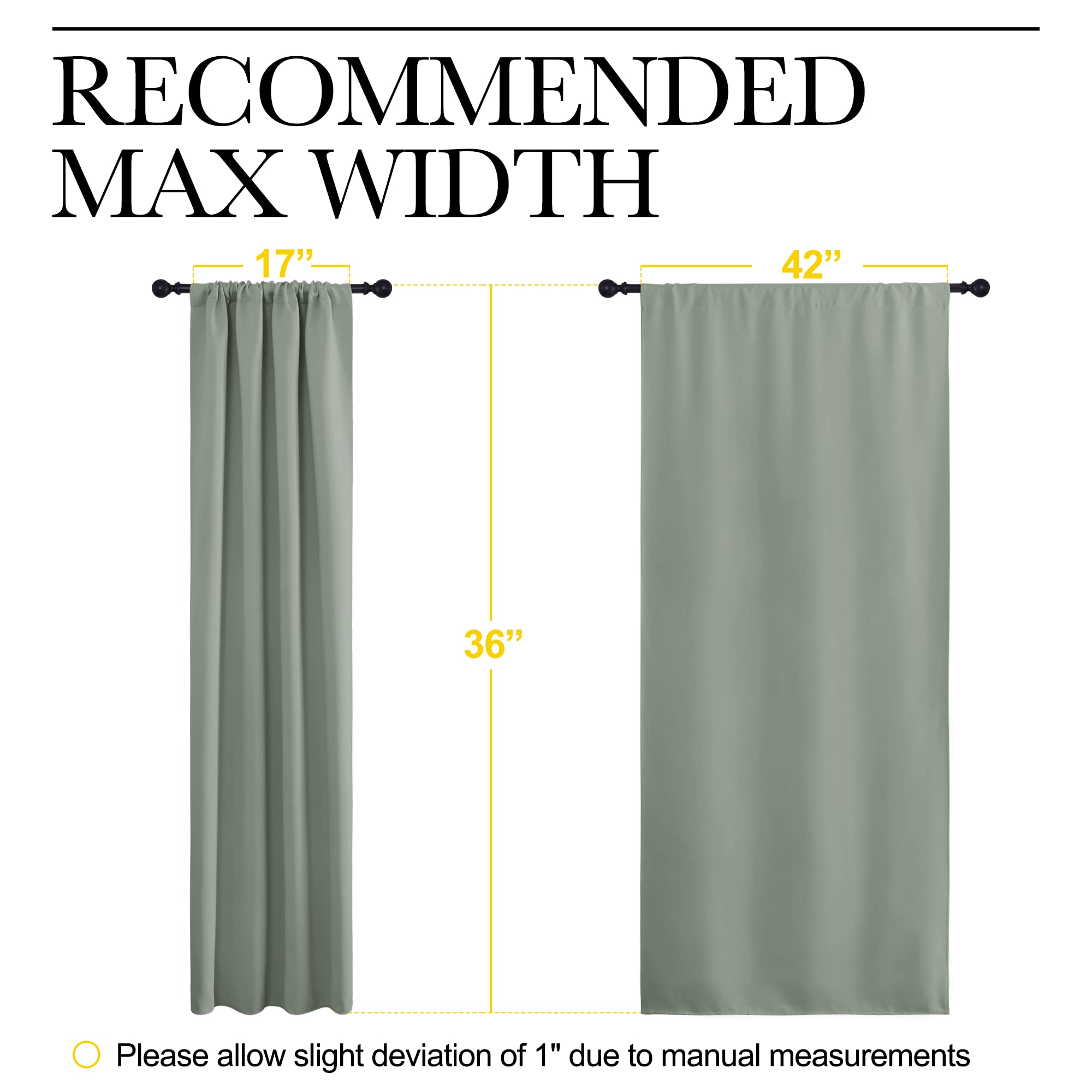 NICETOWN Window Curtains Blackout Drapes - Thermal Insulated Solid Rod Pocket Blackout Curtains/Draperies for Living Room (Greyish Green, One Pair, 42 by 36-Inch)