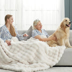 Cozy Bliss Cow Print Faux Fur Throw Blanket for Couch, Fuzzy Soft Plush Thick Bubble Blanket for Sofa Bedroom Living Room, 50x60 Inches