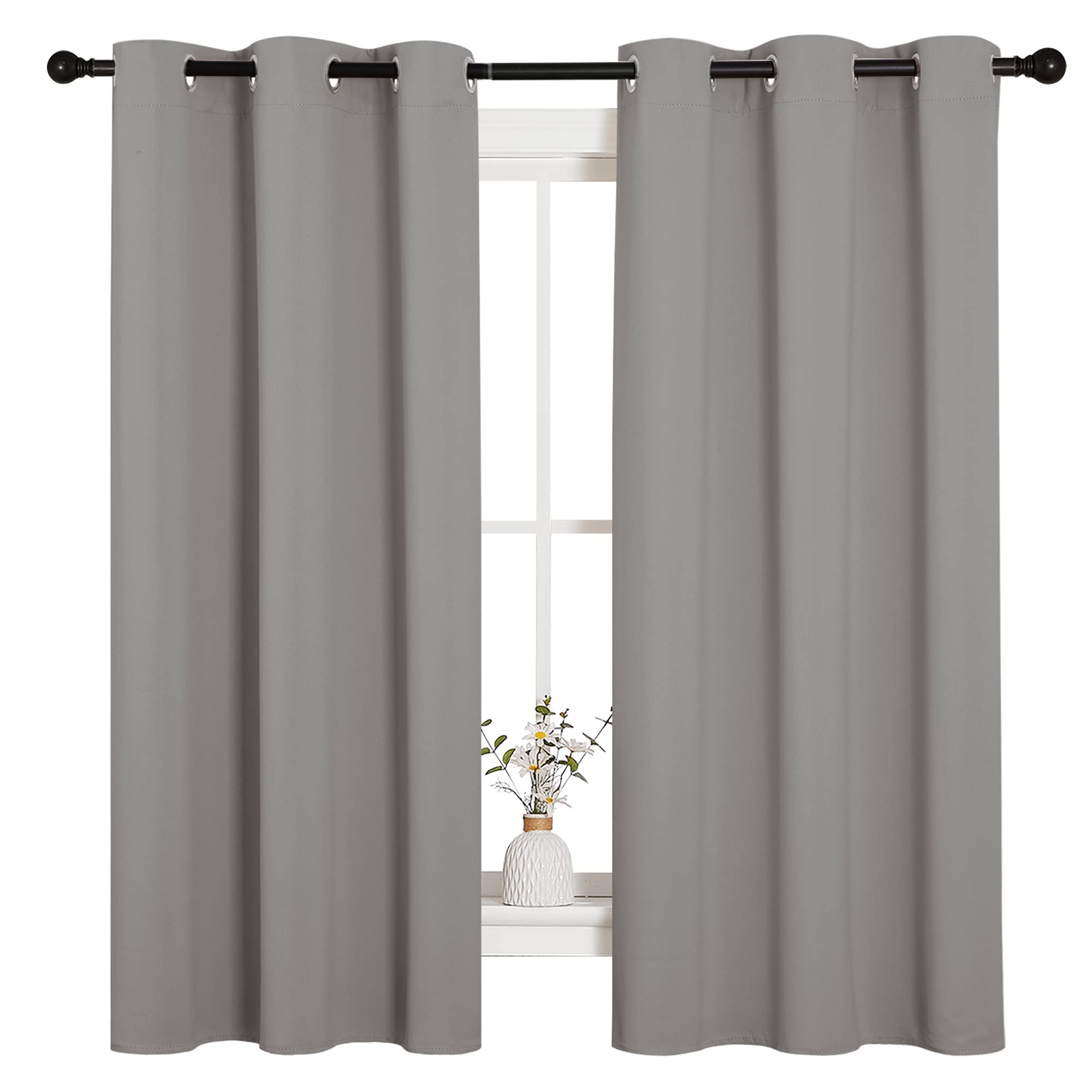 NICETOWN Blackout Curtains 63 inches Long, Thermal Insulated Solid Grommet Top Blackout Curtains/Drapes for Office (Sand Color, 1 Pair, 42 x 63 inches)