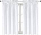DWCN White Curtains for Living Room Thermal Insulated, 50% Light Blocking Curtains for Bedroom, Dining Room Window, W 38x L 54 Inch, Set of 2 Rod Pocket Curtain Panels