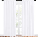 NICETOWN White Bedroom Curtain Panels - Multi-Function Noise Reducing Performance Window Treatment Thermal Insulated Rod Pocket Room Darkening Drapes for Nursery (2 Panels, 52 by 84)