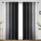 SimpleHome Ombre Black to Grey White Curtains for Living Room 62Wx84L