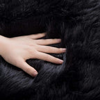 ORINOVA Black Rug for Bedroom 5x7 Area Rugs for Living Room Washable Shaggy Sheepskin Fluffy Fur Rug for Girl Room Rectangle Nursery