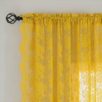 YJ YANJUN Vintage Lace Curtains 108 Inches Long- Retro Floral Mid Century Modern Sheer Curtain Panels Funky Embroidery Pioneer Woman Drapes Fall Decor 2 Panels W52 x L108 Gold