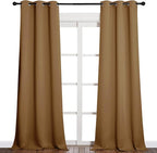 NICETOWN Sleek Blackout Curtains 90 inches Length for Windows, Noise Reducing and Block Draft Panels for Door Doorway Laundry Office Luxury Decor Theme (2 Panels, Gold Brown, W42 x L90 -Inch)