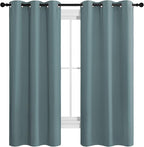 NICETOWN Modern Blackout Curtains Noise Reducing, Thermal Insulated and Privacy Room Darkening Drape Panels for Boy's Guest Room Door Small Short Window (Greyish Blue, 2 Panels, W42 x L68 -Inch)