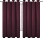 LEMOMO Burgundy Red Blackout Curtains 52 x 63 Inch Length/Set of 2 Curtain Panels/Thermal Insulated Room Darkening Blackout Curtains for Bedroom