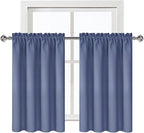 DWCN Blackout Curtains for Living Room Thermal Insulated, Energy Saving & Noise Reducing Bedroom Curtains, Dusty Blue, W 52x L 36 Inch, Set of 2 Rod Pocket Curtain Panels