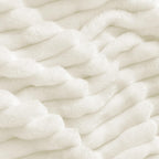 BEDELITE 3D Ribbed Jacquard Cream Blankets Queen Size for Bed, 90x90 Inch