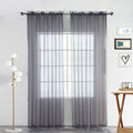 SpaceDresser Sheer Voile Window Treatment Rod Pocket Curtain Panels for Kitchen Bedroom Living Room Drapes Sunlight Filtering Privacy Semi Home Decor Assorted Colors Sizes (Grey, 52 W x 90 L)
