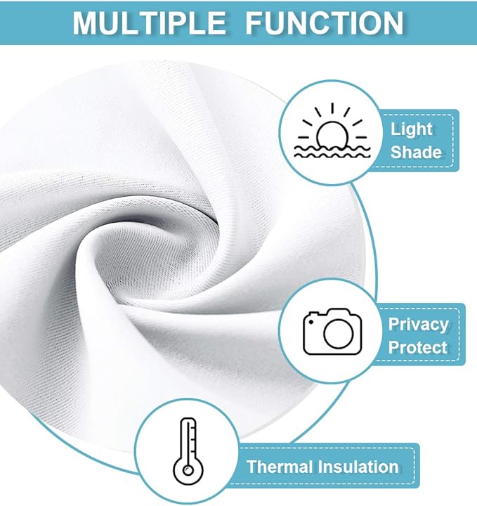 RYB HOME Extra Wide Curtains for Bedroom Living Room 63 inches Long, Thermal Insulated Privacy Drapes for Nursery Home Theater Dining Room, Width 62 by Length 63, Pure White, 2 Panels