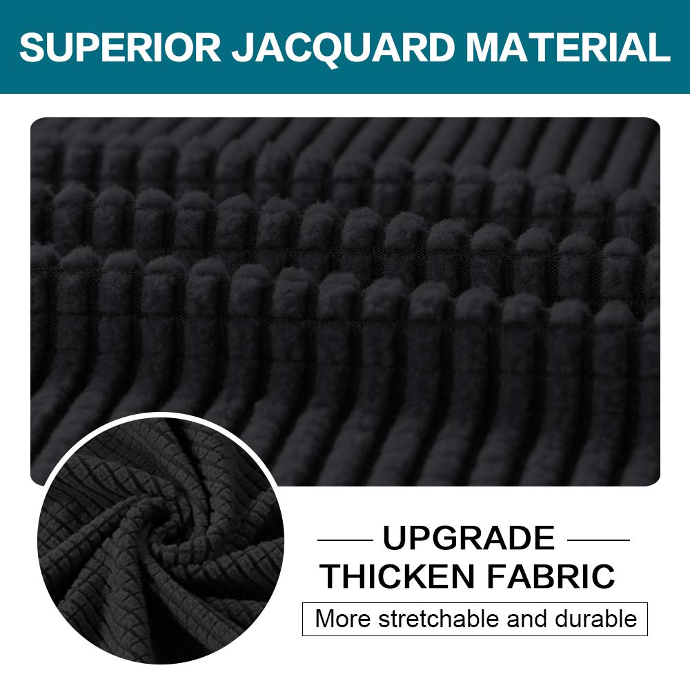 Turquoize 3 Piece Sofa Covers for 2 Cushion Couch Sofa Slipcover Soft Couch Cover for Dogs-Washable Sofa Furniture Covers with 2 Individual Cushion Covers, Feature Jacquard Fabric (Loveseat, Black)