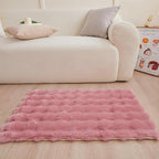 Pink Rabbit Plush Rug 2'x3', Fluffy Faux Fur Shaggy Area Rug for Nursery, Kids Room Decor, Soft Fuzzy Carpet for Living Room, Bedroom, Teen Girls Room