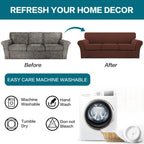 Turquoize 4 Piece Sofa Covers for 3 Cushion Couch Sofa Slipcover Soft Couch Cover for Dogs-Washable Sofa Furniture Cover with 3 Individual Cushion Covers (3 Cushion Sofa, Burnt Brick)