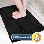 Muddy Mat® | Super Absorbent Door Mat Indoor, Microfiber Quick Dry Chenille Entryway Rug, Non-Slip Front Door Mat, Indoor Mats for Entryway, Machine Washable Pet Rug, Black XXXL 72"X48"