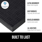 GORILLA GRIP 100% Waterproof All-Season WeatherMAX Doormat US Designed Natural Rubber, Stain and Fade Resistant, Low Profile Indoor Outdoor Door Mats, Easy Clean Patio Mat, 29x17, Black Maze