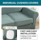 Turquoize 4 Piece Sofa Covers for 3 Cushion Couch Sofa Slipcover Soft Couch Cover for Dogs Washable Furniture Cover with 3 Individual Large Cushion Covers Feature Fabric (Large Sofa, Dark Cyan)