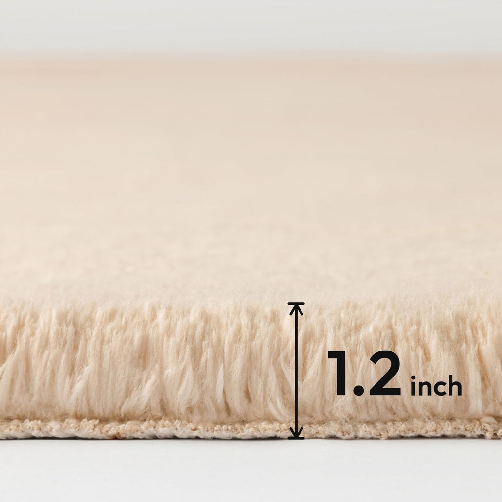 Ashler Faux Fur Rug, Upgraded Soft Faux Rabbit Fur, Beige Area Rugs, 2 x 6 Feet, Machine Washable Nursery Decor Throw Rugs for Bedroom, Kids Room, Living Room
