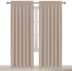 DWCN Blackout Curtains for Living Room Thermal Insulated, Energy Saving & Noise Reducing Bedroom Curtains, Camel, W 70x L 84 Inch, Set of 2 Rod Pocket Curtain Panels