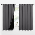 NICETOWN 100% Blackout Curtains with Black Liners, Thermal Insulated Full Blackout 2-Layer Lined Drapes, Energy Efficiency Window Draperies for Bedroom (Grey, 2 Panels, 62-inch W by 63-inch L)