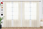 SpaceDresser Ivory Sheer Curtains 4 Panels Rod Pocket Semi-Sheer Curtain 84 Inches Long Light Filtering Voile Window Drapes for Bedroom Living Room Kitchen, Each 52W x 84L