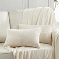 Fancy Homi 2 Packs Burnt Orange Lumbar Decorative Throw Pillow Covers 12x20 Inch for Living Room Couch Bed Sofa, Farmhouse Boho Home Decor, Soft Striped Corduroy Rectangle Accent Cushion Case 30x50 cm