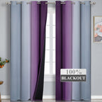 Purple and Grey Ombre Blackout Curtains for Bedroom 52Wx102L Inch 2 Panels