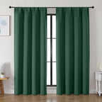 Simplebrand Ava Ever Green Blackout Curtains for Bedroom 84 Inch Length 2 Panels Set, Solid Thermal Insulated Privacy Living Room Window Treatment Curtains Blackout Drapes, W50 x L84 Inch, Ever Green