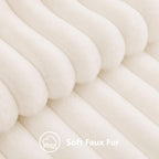 decorUhome Fall Faux Fur Throw Pillow Covers 22x22 Set of 2 Cream White