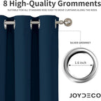 Joydeco Blackout Curtains 63 Inch Length 2 Panels Set, Thermal Insulated Long Curtains& Drapes 2 Burg, Room Darkening Grommet Drapes for Bedroom Living Room Window (Navy Blue, W52 x L63 Inch)