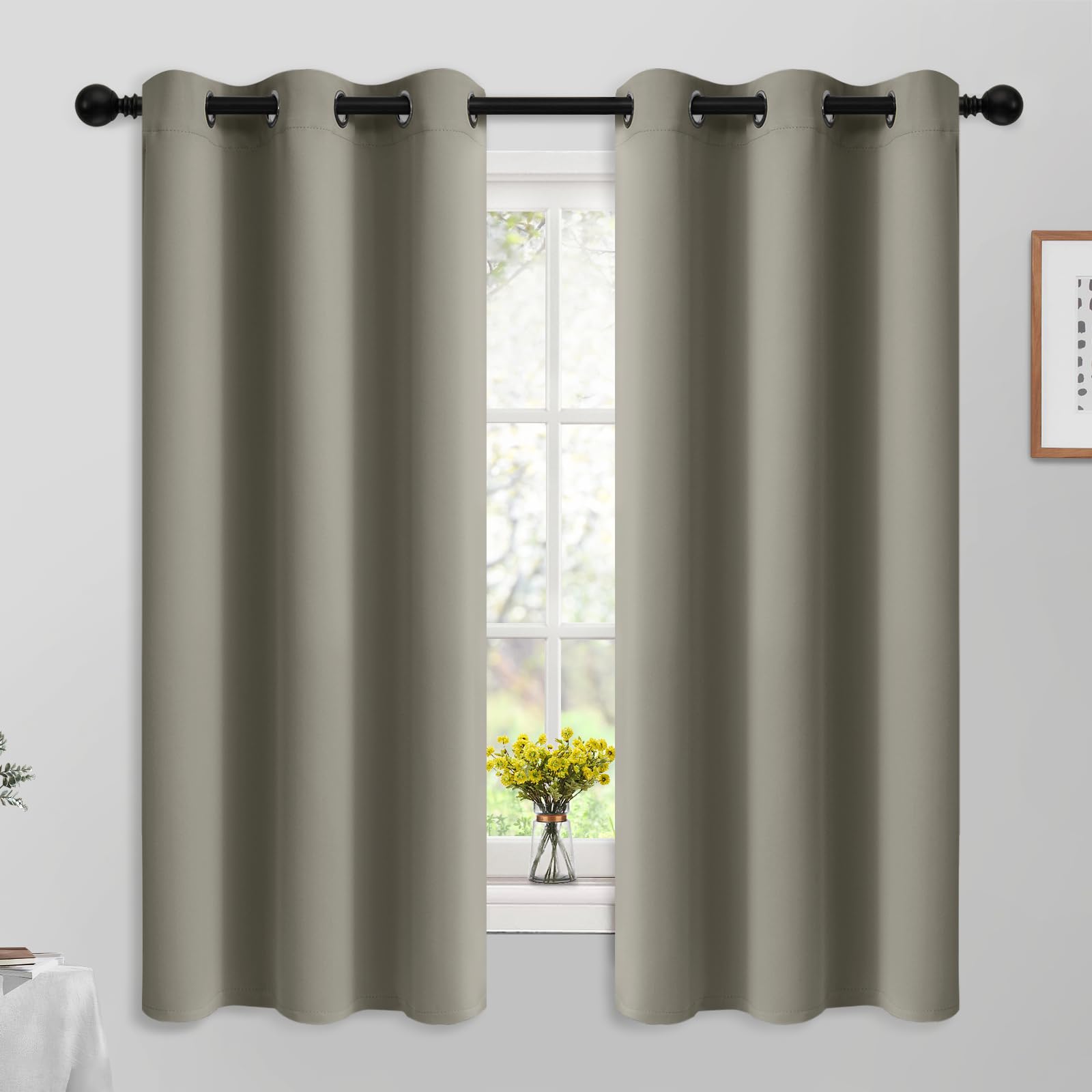 Yakamok Room Darkening Curtains 42x63 inch Length Taupe-Living Room