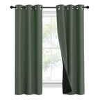 NICETOWN 100% Blackout Curtains 60" Long, Pair of Energy Smart & Noise Blocking Out Drapes for Baby Room Window, Thermal Insulated Guest Room Lined Window Dressing(Dark Mallard, 37" Wide)
