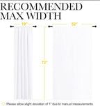 NICETOWN 50% Light Blocking Kitchen Curtains - Window Treatment Rod Pocket Curtains/Drapes for Bedroom (2 Panels, 52 by 72, White)
