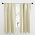 NICETOWN Bedroom Curtains for Kids Room, Window Treatment Thermal Insulated Solid Room Darkening Drape Panels for Girls Room (Beige, Set of 2, 34 inches Width by 63 inches Length)