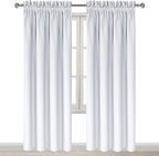 DWCN Blackout Curtains Room Darkening Thermal Insulated Bedroom Curtains Window Curtain Panels, 52 x 84 inches Long, Set of 2 White Rod Pocket Drapes