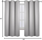 LEMOMO Light Grey Blackout Curtains 42 x 63 Inch Length/Set of 2 Curtain Panels/Thermal Insulated Room Darkening Blackout Curtains for Bedroom