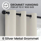 SimpleHome 100% Blackout Curtains for Bedroom,Thermal Insulated Cream Grommet Window Drapes Room Darkening Curtains for Living Room with Black Back,42 x 72 Inch,2 Panels