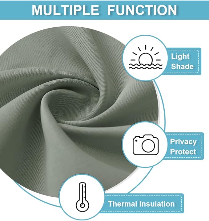 RYB HOME Short Blackout Curtains for Bedroom, Room Darkening Insulated