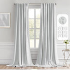 MIULEE Greyish White Back Tab Blackout Curtains 52x102 Inch Long 2 Panels