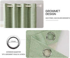 MIULEE Linen Texture 90 Inches Curtains for Bedroom 100% Blackout Thermal Insulated Sage Green Curtains Grommet Room Darkening Curtains/Draperies for Living Room Nursery 52x90 Inch (2 Panels)
