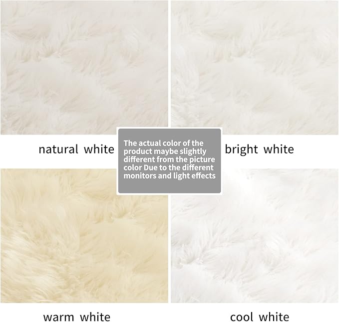 Tangsoo 2x4 White Small Faux Rur Rug,Fluffy Rug for Sofa Chair Couch Cover